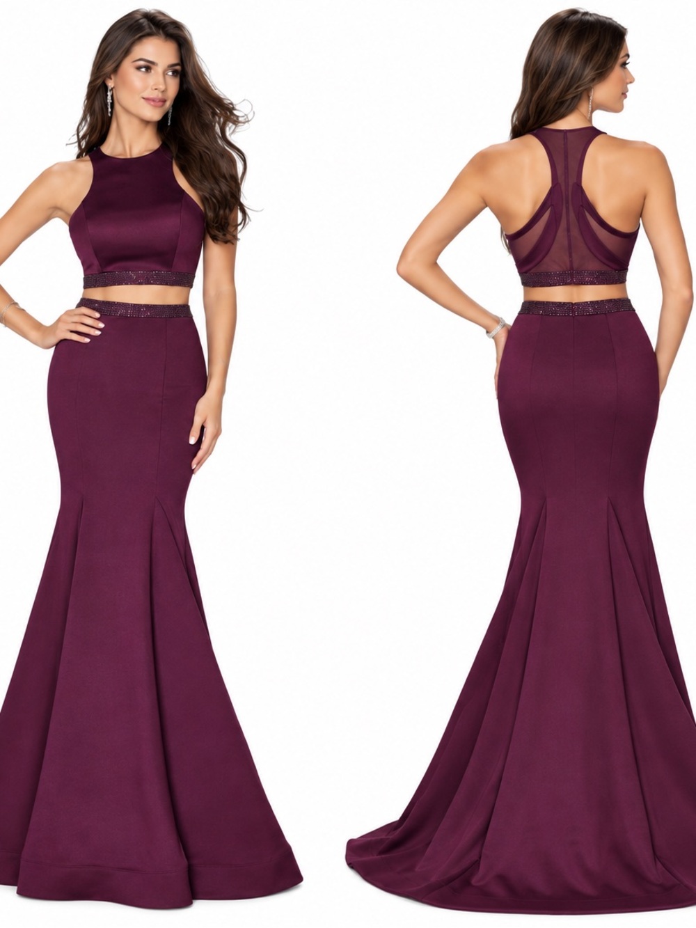 LA FEMME DRESS 23974 Royal Purple Two Piece Mermaid Gown 8